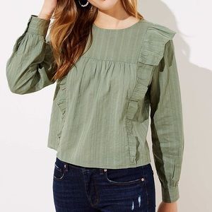 LOFT Ruffled Cropped Blouse | L | NWT